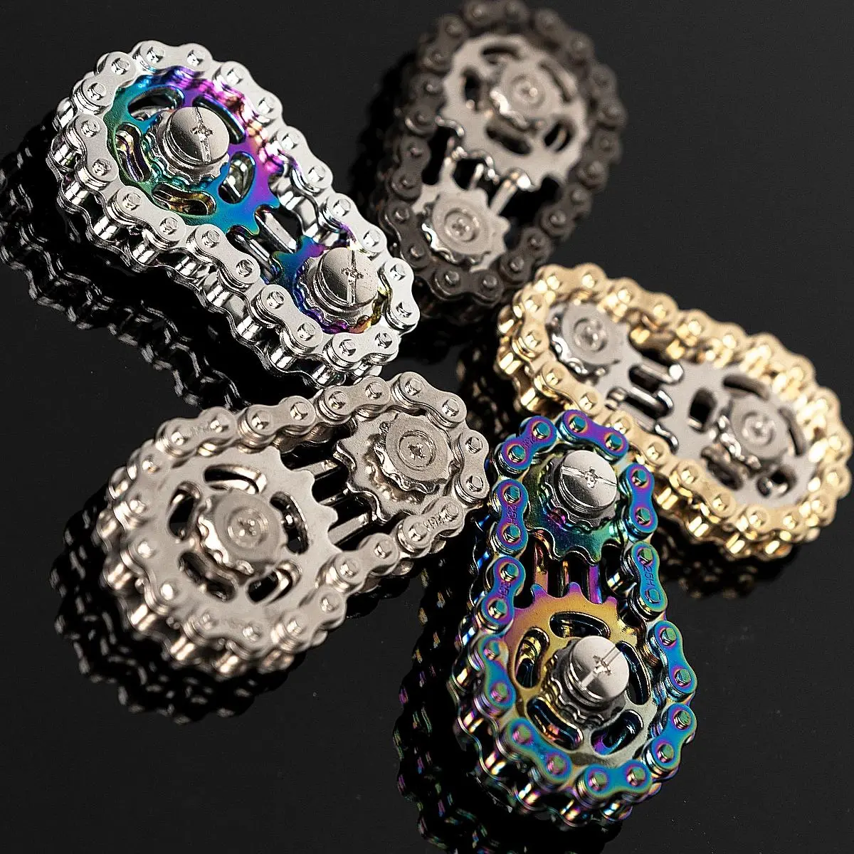 CNC-Machined Bicycle Chain Gear Finger Spinner - Silent Spin, Stainless Steel Unisex Fidget Toy, Adults' Everyday Carry Fidget Tool for Office Stress Relief & Focus