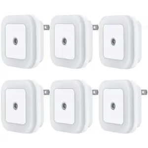 New Deal - LED Night Light Lamp with Sensor Dusk to Dawn Sensor, Daylight White, 0.5W Plug-in, 6-Pack
