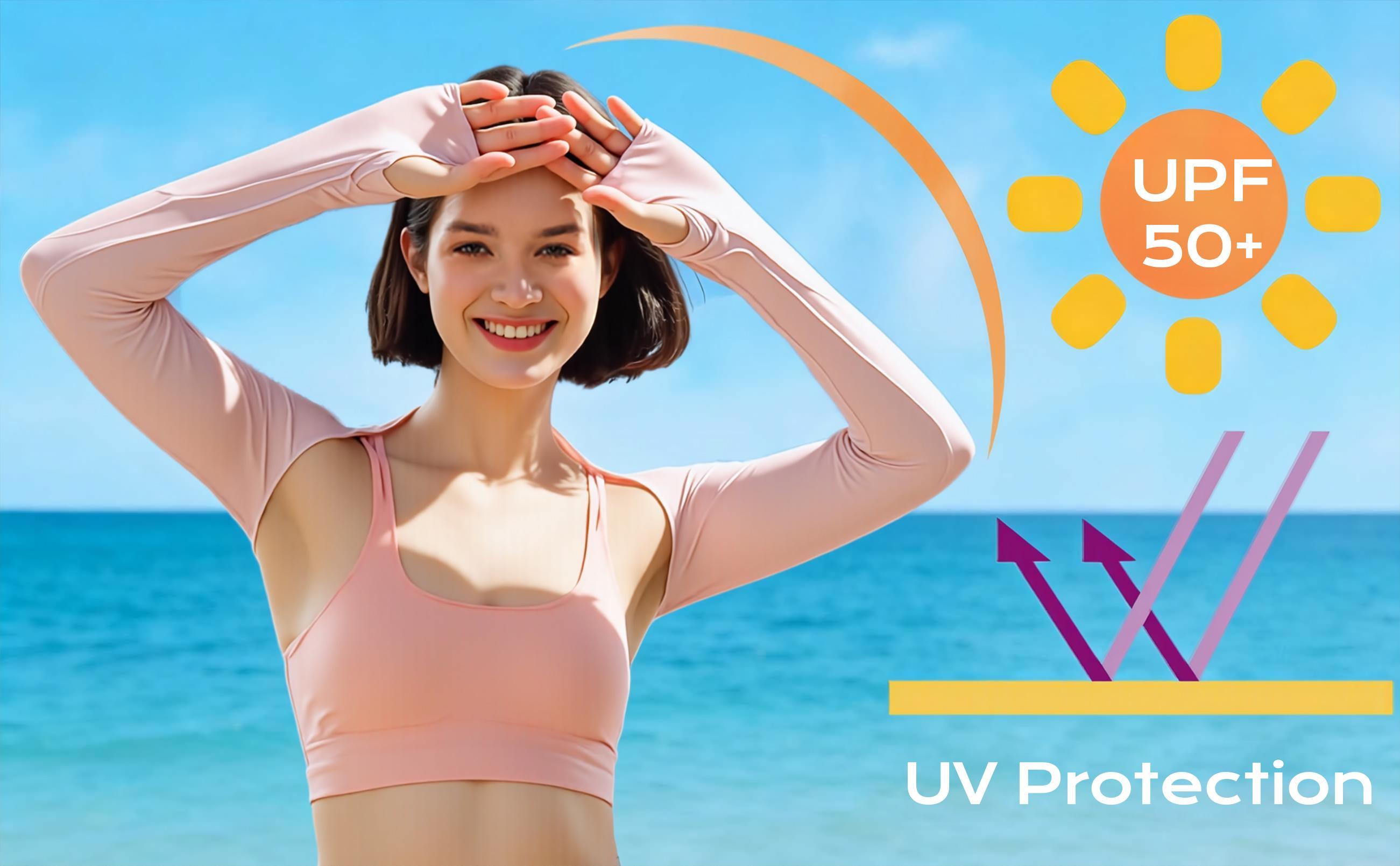 UV Cooling Arm Sleeves for Women with Finger Holes – Sun Protection Shrug