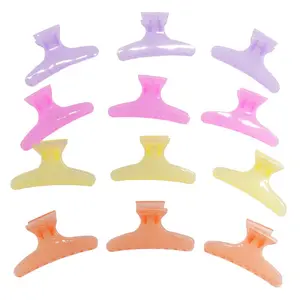 12 count Plastic Hair Claw Clips Butterfly Hairdresser Clamp fit for Salon Hair Color Perm (Multicolor)
