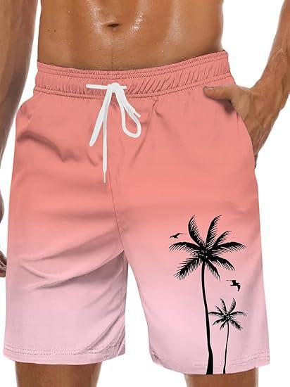 Vintage Plant Pattern Beach Shorts Men Coconut Tree 3D Printed Swim Trunks Summer Hawaiian Shorts Loose Board Shorts
