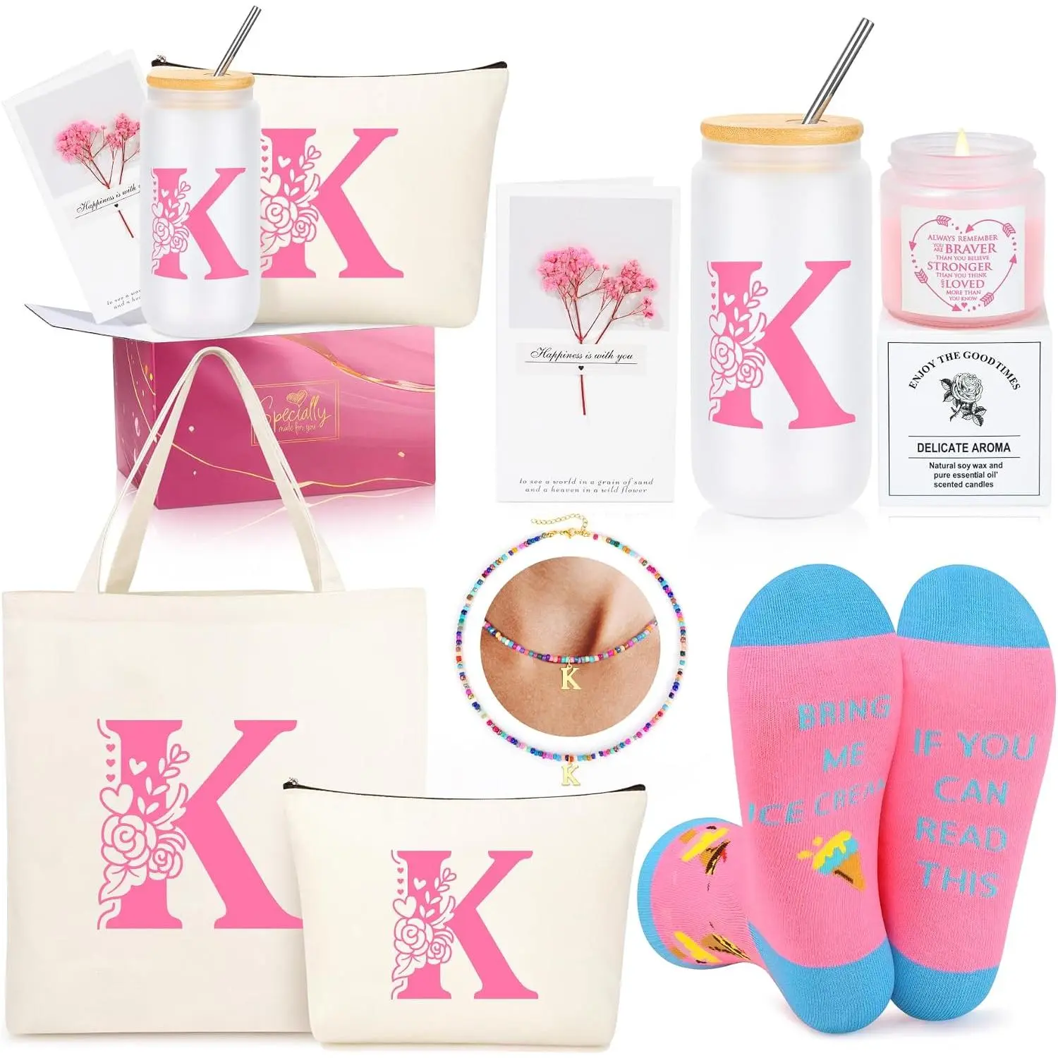Teen Girl Gifts Trendy Stuff, Easter Birthday Gifts for Teen Girls Personalized Monogrammed  Gifts for Women Initial K Christmas Valentines Day Ideas Present