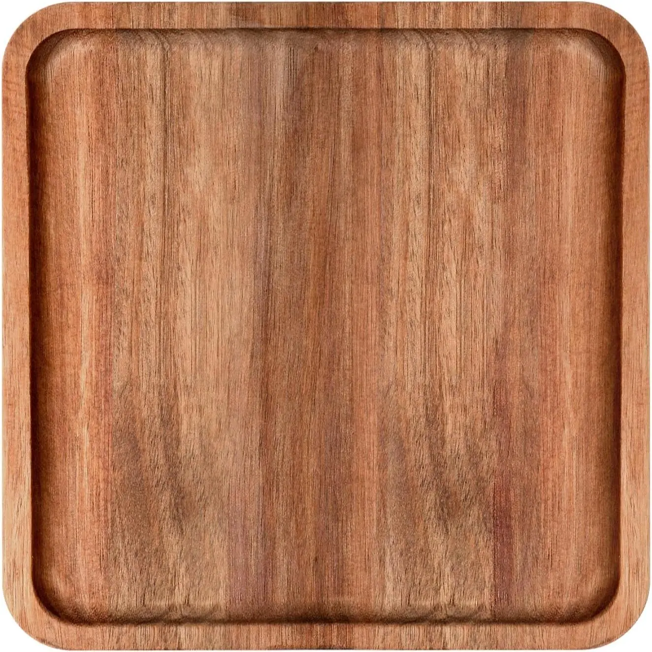 8" Acacia  Plate, Square Wooden Trays Serving Platter Dinner Server Tray Dessert Cookie Snack Fruit Serving Board.