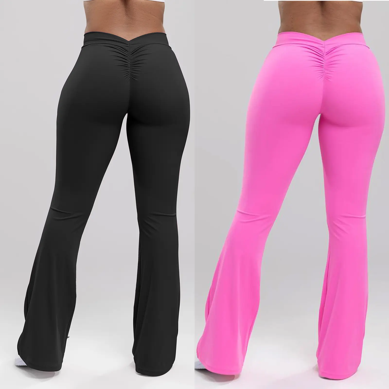 V Back Scrunch Butt Flare Leggings for Women Lifting High Waist Bootcut Gym Workout Yoga Pants