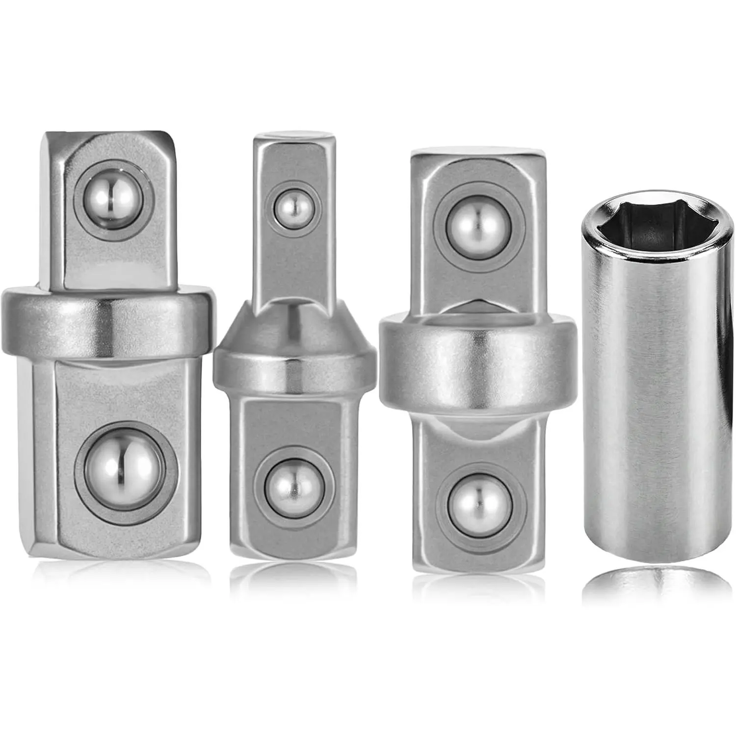4 count 1/2" 1/4" 3/8" Square Drive Adapters, External Square Internal Hexagonal Connector Ratcheting Wrench to Squares Drive Adapter Set Electric Wrench, Squares  Sockets Hex Adapter for Electric