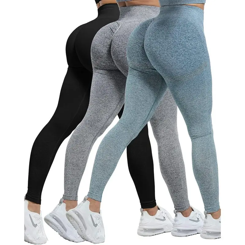 2026 Workout Leggings Sets for Women, Gym Scrunch Butt Butt Lifting Seamless Leggings 3 Piece