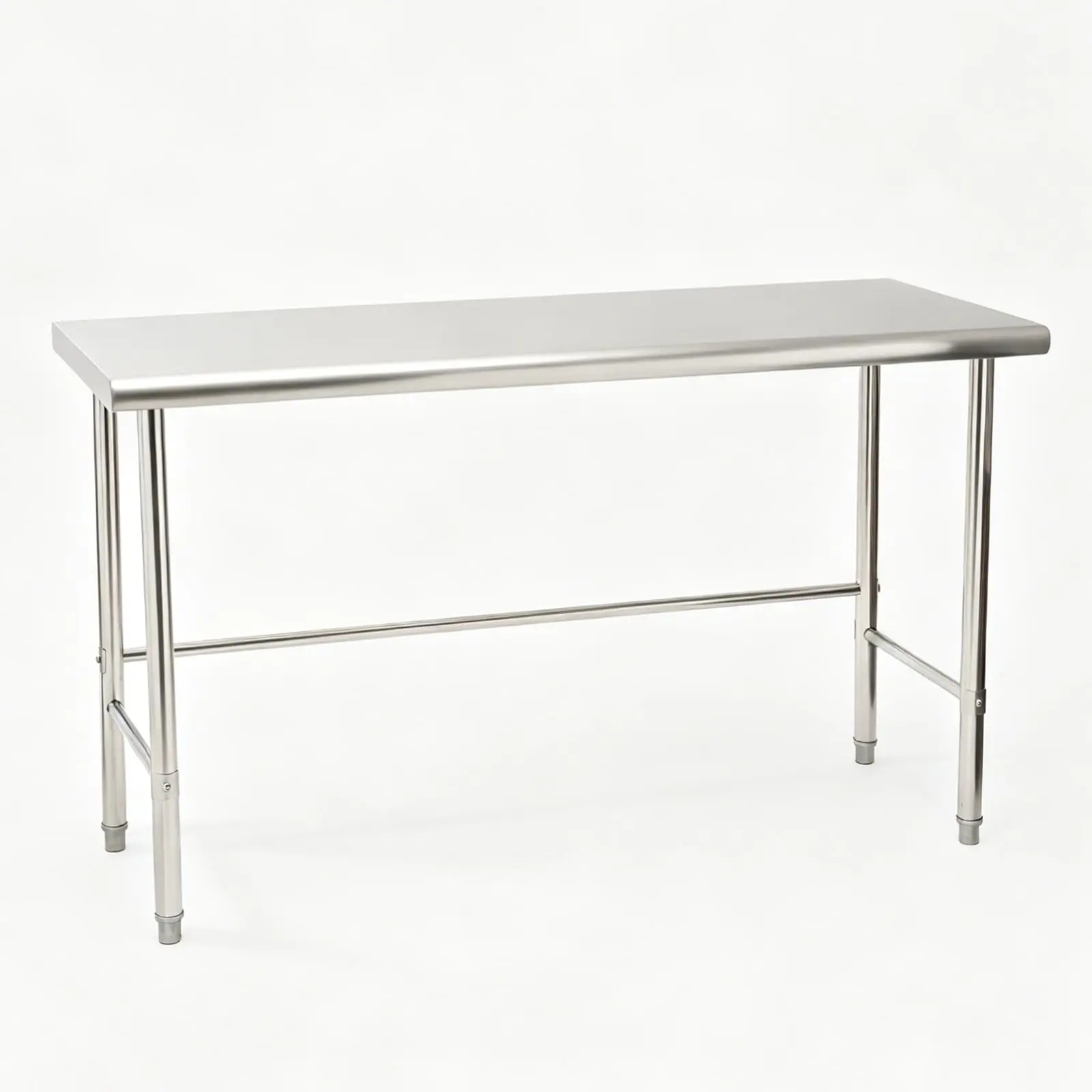 Heavy Duty Stainless Steel Commercial Work Table - Curved Edge, Single Layer, 0.7mm Thick, Prep Table with Hook, 48×24×35 Inch - Ideal for Restaurant, Kitchen, Lab (07 Actual Thickness)