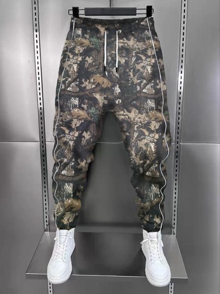 Men's Casual Jogger Pants with Forest Print, Drawstring Waistband, Perfect for Daily Wear & Leisure Activities, Workout Jogger