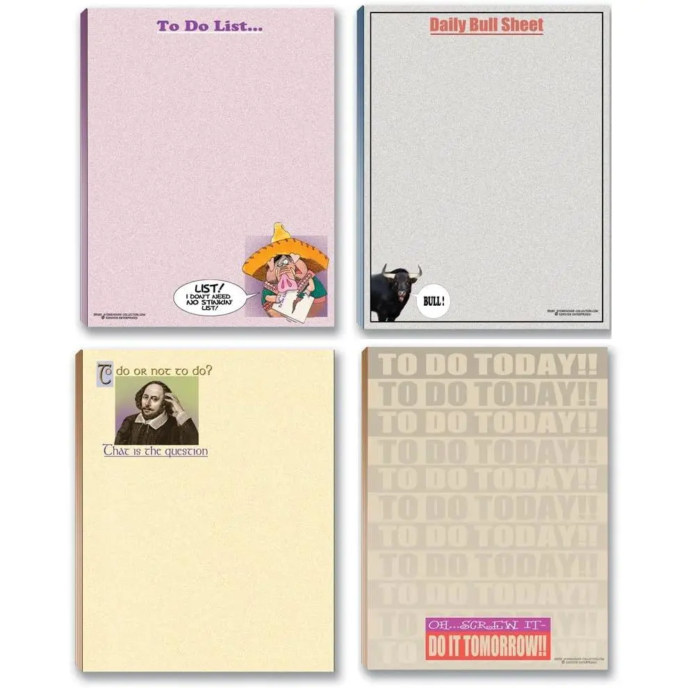 -Funny Notepads  Pack - 4 Funny  Notepads -  Made