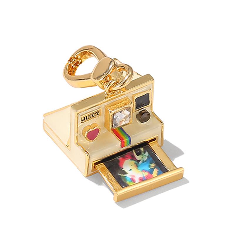 Retro Camera Pull-out Photo Locket, Interactive Instant Film Charm, Gold Tone Whimsical Pendant, DIY Multi-use Bag Charm & Necklace, Core Memories Gift