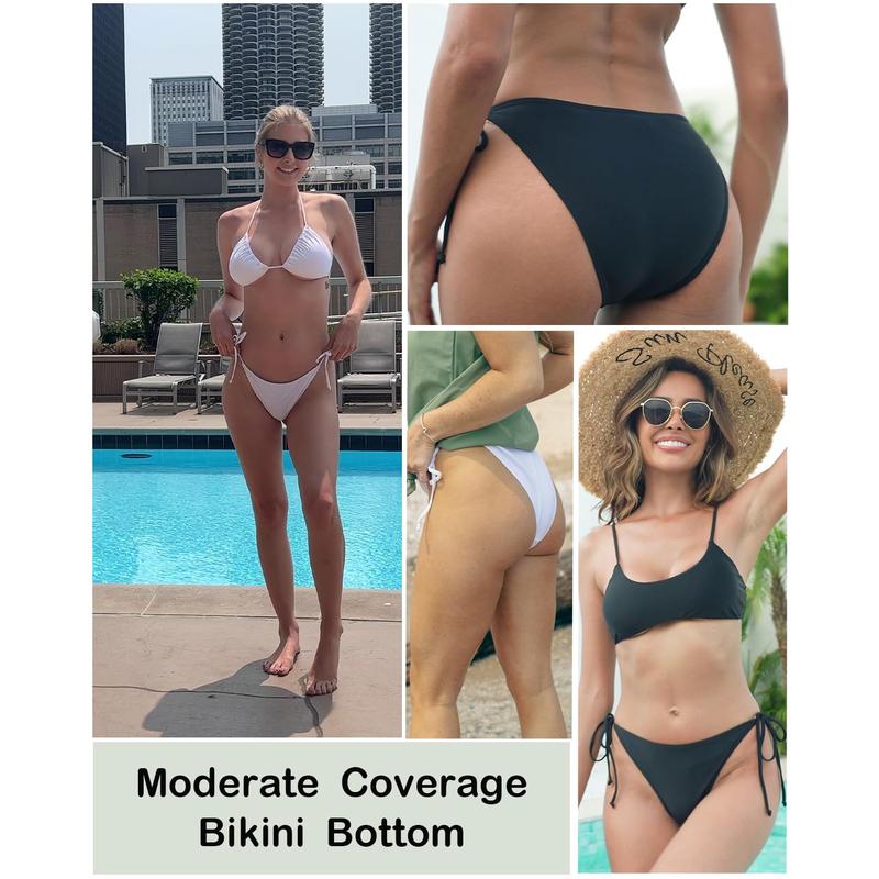 Holipick Bikini Bottoms for Women String Bathing Suit Bottom with Moderate Coverage Low Waist Swim Bottom