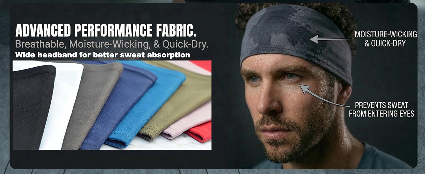 5Pack Stretchy Unisex Sweatband Sports Headband For Running,Cycling,Basketball,Yoga,Fitness Workout