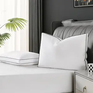 Feather Down Pillows King Size Set of 2, Luxury Bed King Pillows 2 Pack, Down Gusseted Pillow for Sleeping, Soft Medium Firm for Side Back Stomach Sleepers 20x36 in.