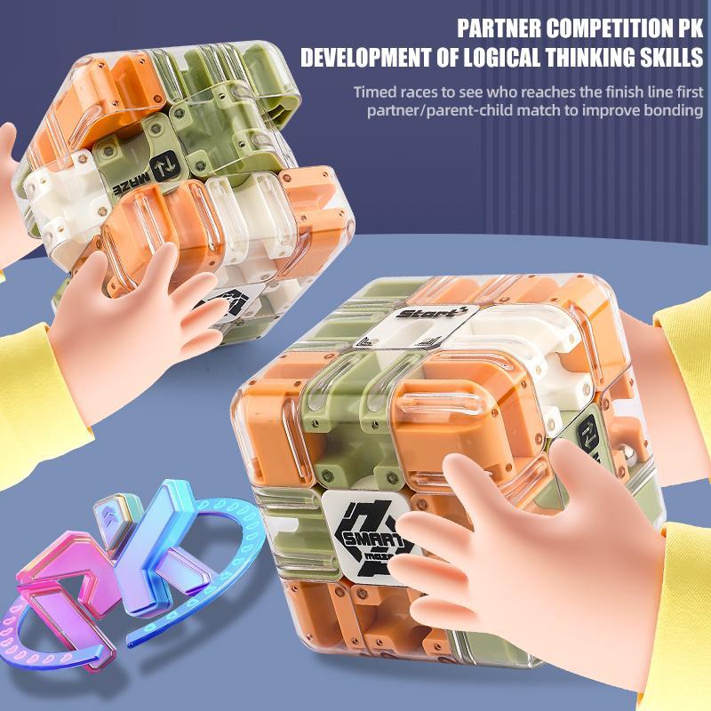 3D Ball Rolling Maze Puzzle Cube - Parent-Child Competitive Logic Game for Kids - Stress Relief and Brain