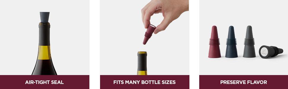 Bottle Stoppers Set of 4, Multicolor Wine Bottle Caps to Preserve Freshness, Stylish and Durable, Perfect for Parties and Gifts