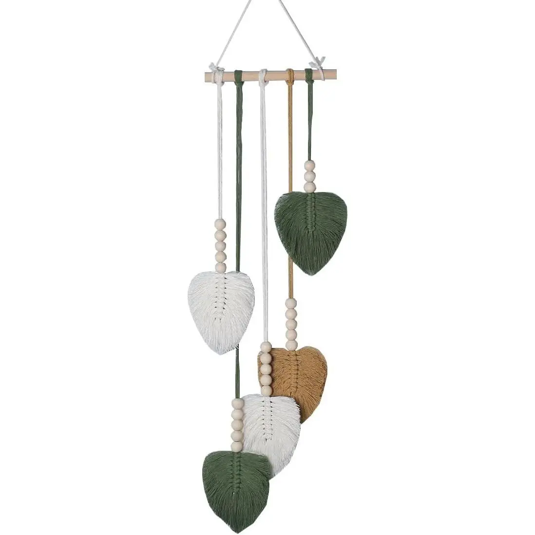 Handmade Woven Leaves Wall Hanging Decor, Macrame Tapestry for Apartment Bedroom Living Room Decoration