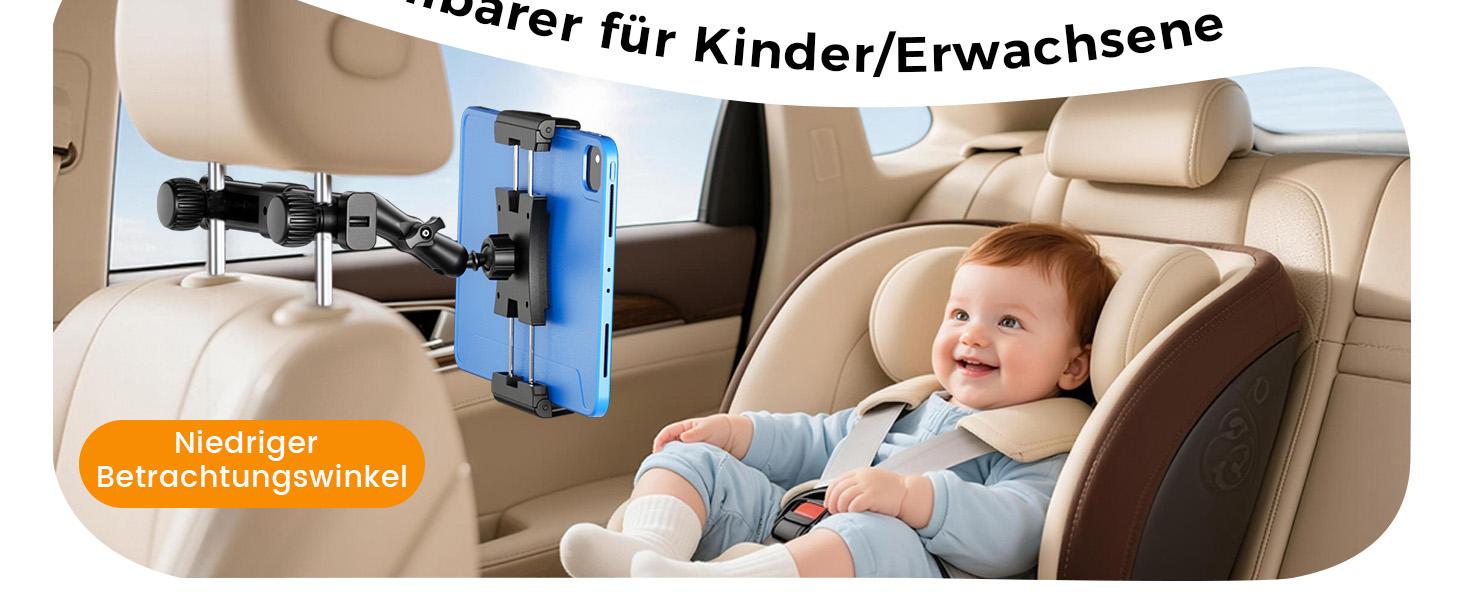 OHLPRO Tablet Holder Car Headrest [Ball Bearing Arm + Metal Folding Clamp] Universal Car Tablet Holders Travel Accessories Children Compatible with All 5-13 Inch iPad Mobile Phones Switch Sumsung