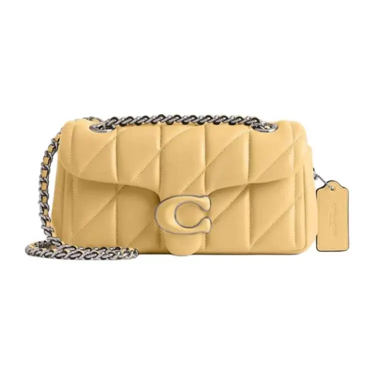 COACH Tabby 20 Quilted Chevron Flap Tote Bag for Women in Yellow Nappa Leather