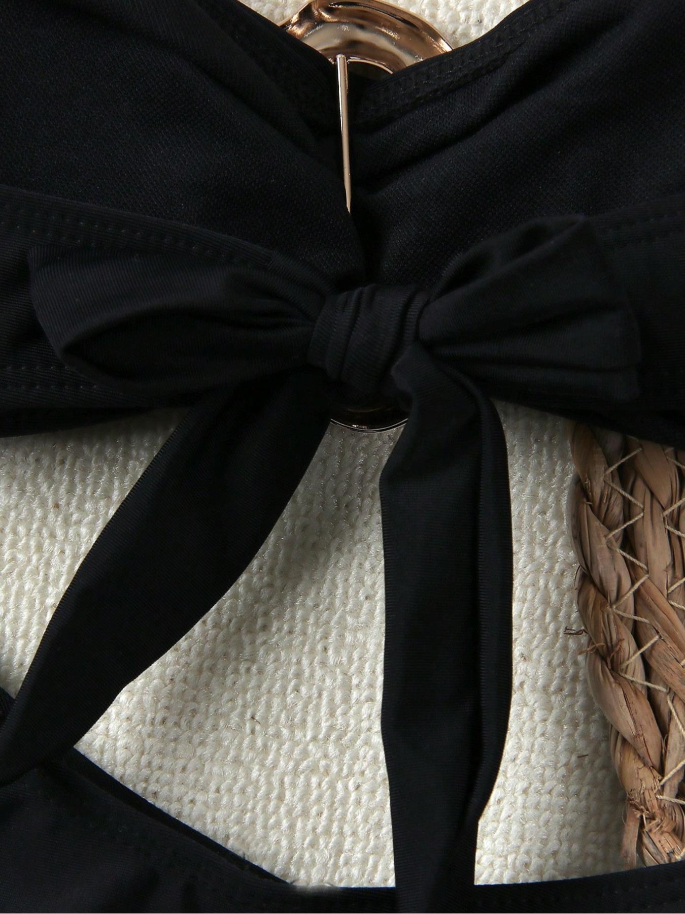 Two-piece Set Women's Bikini Set, Casual Fashion Chic Swim Top & Swim Bottom Swimsuit Set, Ladies Swimwear for Beach Holiday Vacation