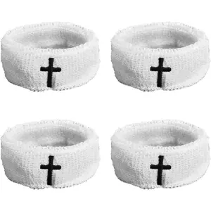 5pcs Cross Sweatband Set, Breathable Sports Headband Wristband & Bicep Arm Band Religious Gifts Christian Sport Accessories for Men Women Football Basketball Athletes,summervibes