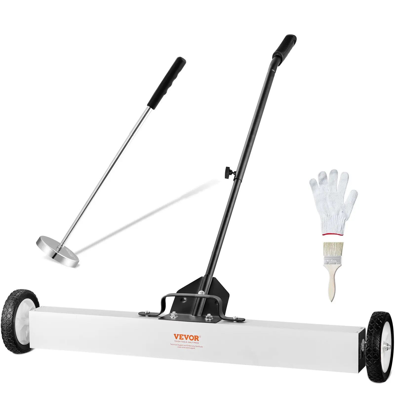【DealsForYouDays】VEVOR 36 + 3.2 In Magnetic Sweeper with Wheels, 55 lbs Capacity, Telescoping Pickup Tool, Adjustable Handle, Anti-Disassembly Screw, Brush, for Garage, Workshop, Yard