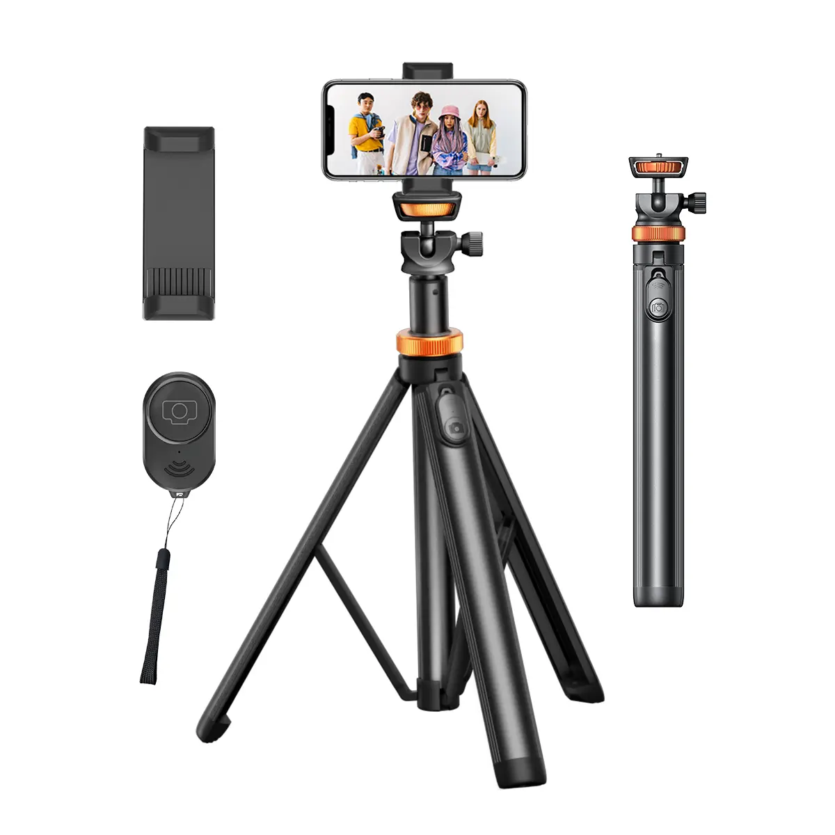 1.6M Stable Aluminum Alloy Camera Tripod, 360-Degree Rotation Adjustable Stand, Digital/Smartphone/Cellphone Remote Accessories for Outdoor Shooting