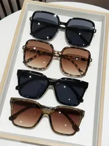 4 Pairs Large Frame Fashion Sunglasses Set, Fits All Face Shapes, Perfect for Carnival Parties, Outdoor Activities, Fashion, Back-To-School Season