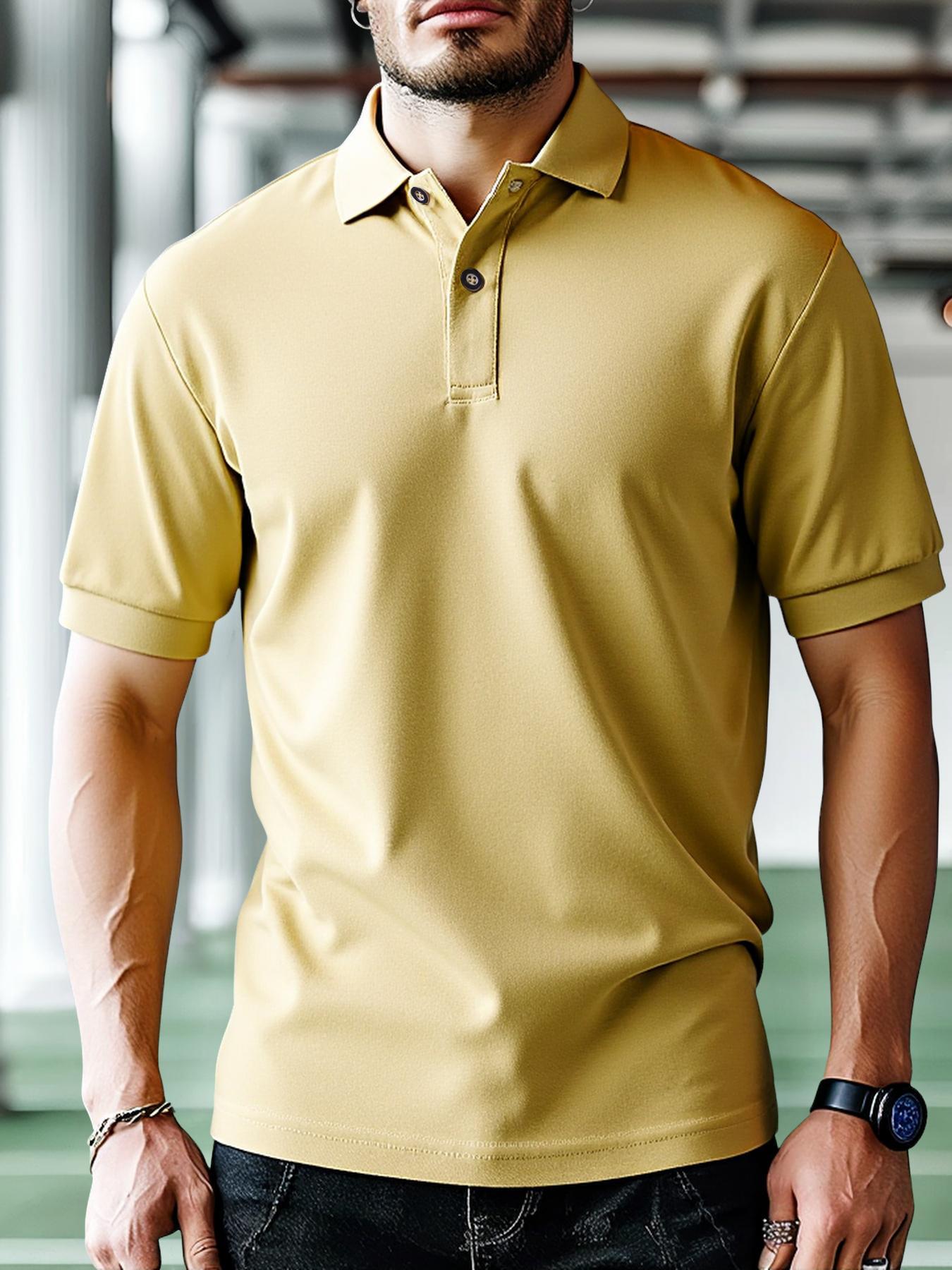 Men's Regular Fit Solid Color Pique Polo Shirt, Casual Short Sleeve Collared Top for Summer, Fashion Men's Clothes for Daily Wear, Tropical