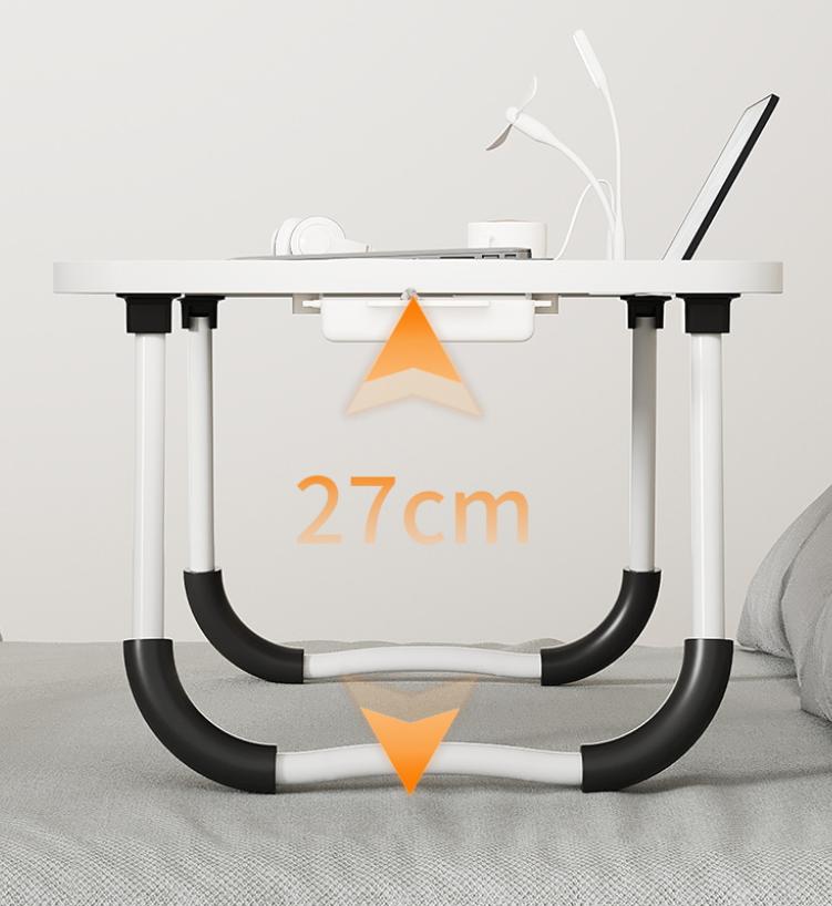 Foldable Laptop Table for Bed - Portable Adjustable Desk with Cup Holder,USB Charging Ports & Storage Drawer - Multi-Function Laptop Tray for Sofa,Floor & Outdoor Use