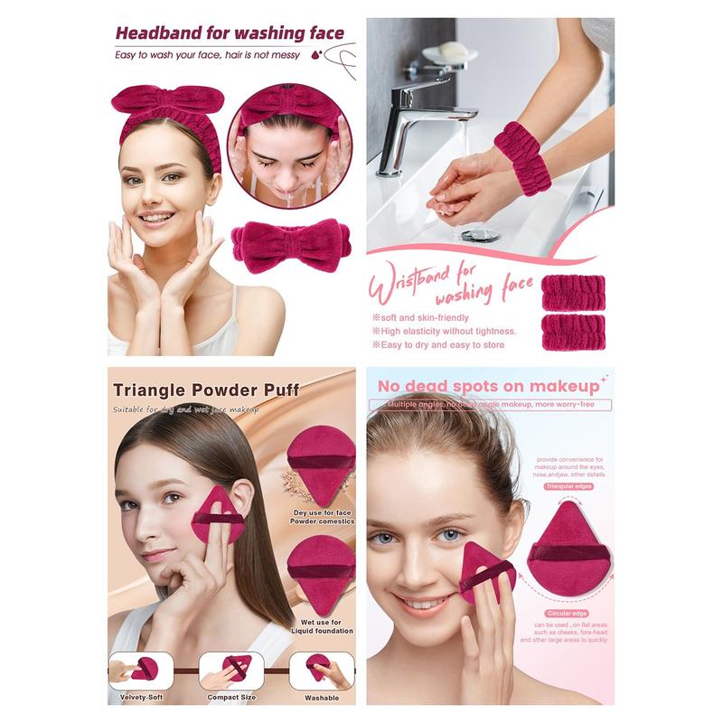 Makeup Tool Set, Makeup Brush Kit, 1 Set Makeup Brushes & Sponge & Finger Powder Puff & Wash Bag & Brush Bowl & Wristbands & Headbands, Professional Makeup Tools for Women