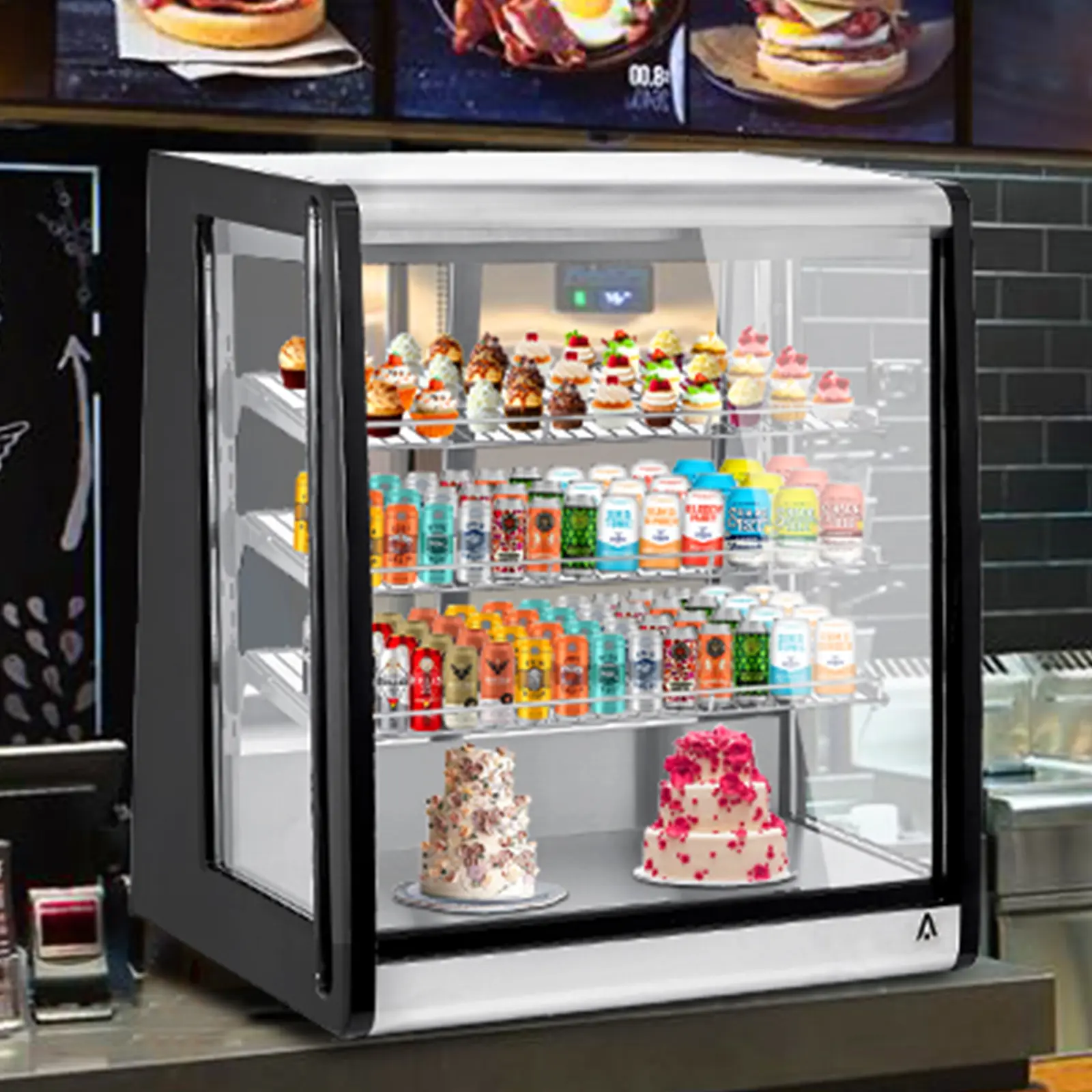 6.9 Cu.ft Commercial Countertop Display Refrigerator, Stainless Steel Beverage Cooler with LED Lighting, Auto Defrost, Adjustable Shelves & Rear Sliding Door, for Cafe, Restaurant, Bakery