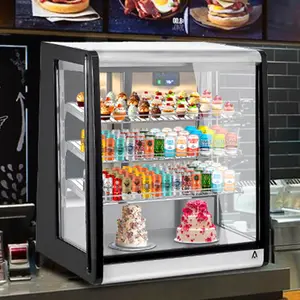 6.9 Cu.ft Commercial Countertop Display Refrigerator, Stainless Steel Beverage Cooler with LED Lighting, Auto Defrost, Adjustable Shelves & Rear Sliding Door, for Cafe, Restaurant, Bakery
