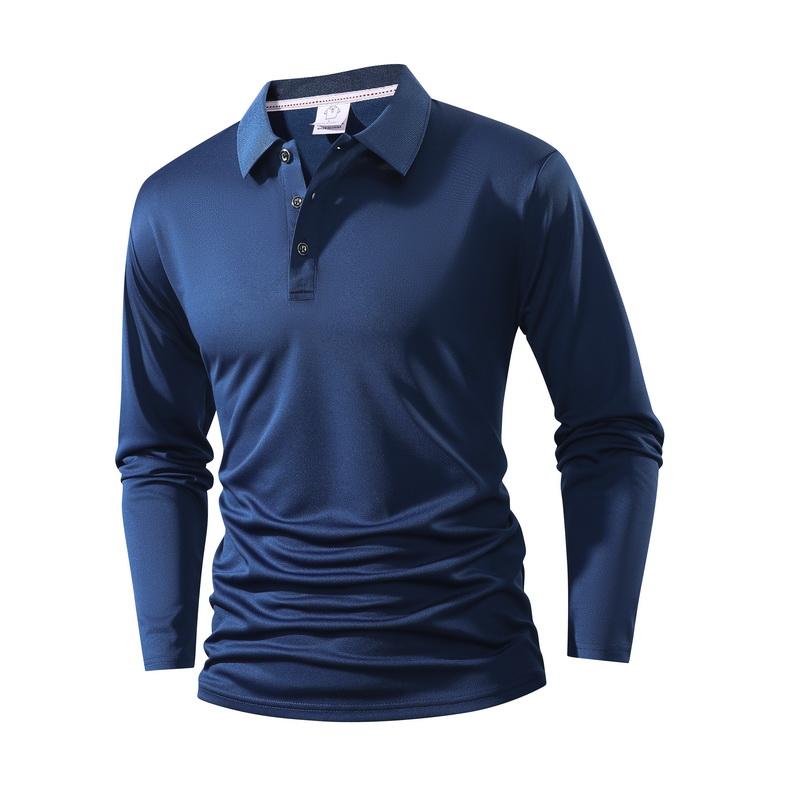 Four-piece men&rsquo;s casual set featuring a long-sleeve quick-dry polo shirt for golf and tennis; comfortable cycling apparel with stylish color-block design at the collar and cuffs. New 2026 printed polo shirt design.,summerwins,father'sdaygifts