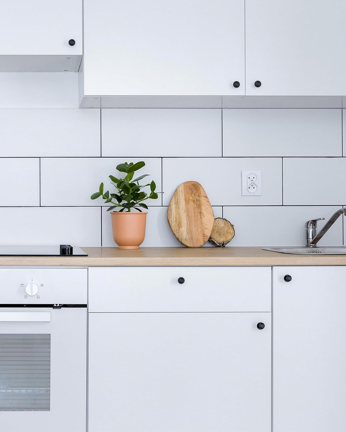 5 Pack Black Self-Adhesive Cabinet Knobs, Self-Stick Hardware Kitchen Cabinet Handles, No-Punch Peel and Stick Drawer Knobs for Refrigerators, Dressers, Windows, Closets