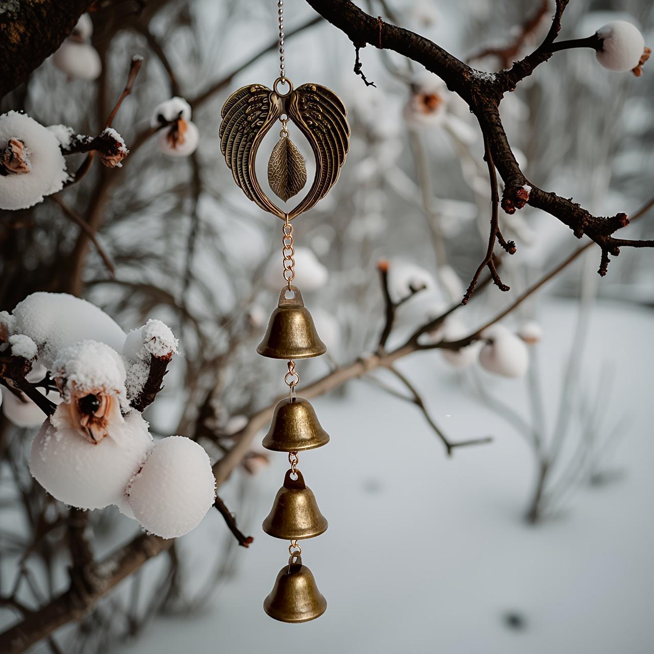 Vintage Roman Metal Wind Chime with Chain Durable Iron Hanging Ornament Classic Retro Outdoor Garden Decor Waterproof Rustproof No Power Needed Lightweight Elegant Wall Patio Balcony Yard Home Indoor Outdoor Hanging Decoration Art Accent Gift for Backyard