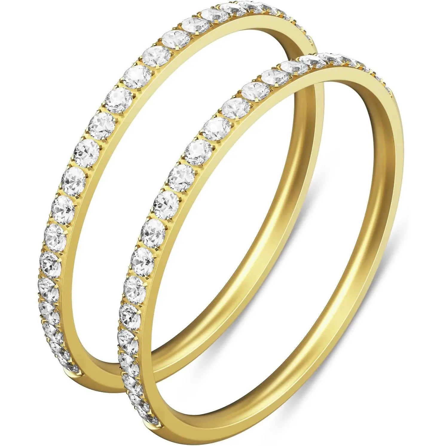 2-Pack 14K  Plated Stackable Bands for Oura Ring 5/Oura Ring Gen 4/3 | Cubic Zirconia Simulated  Stacking Rings for Oura Ring Stack,  Ring Enhancer Decorative Bands for Women