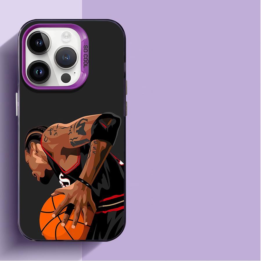 Cool Basketball-Themed Iridescent Silver Phone Case — Compatible with iPhone 13, 14, 15, 16; An Ideal Gift Choice
