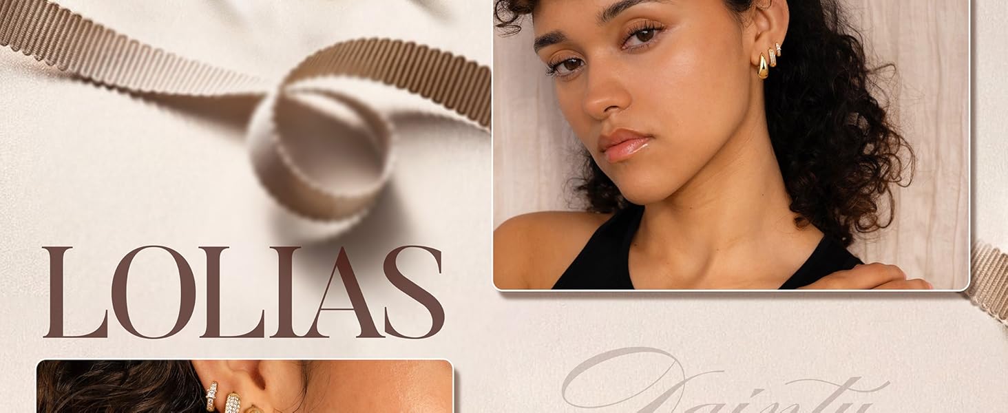 LOLIAS Small Chunky Gold Hoop Earrings for Women Hypoallergenic Gold Silver Hoops for Sensitive Ears Non Tarnish 14K Gold Filled Huggie Hoop Earring Stacks for Multiple Piercing Lightweight 3Pairs