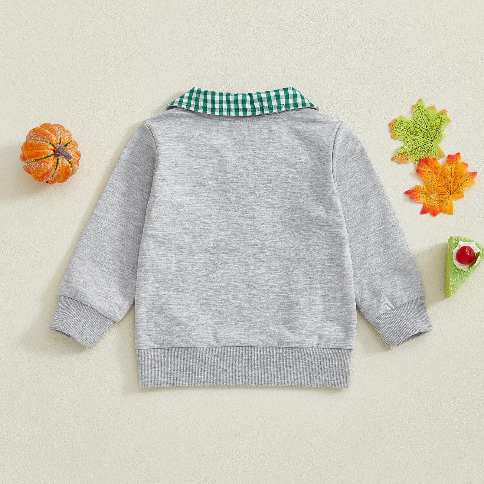 Toddler Boy Girl Outfit Hunting Season Embroidery Sweatshirt Animal Lapel Neck Pullover Shirt Top Fall Clothes