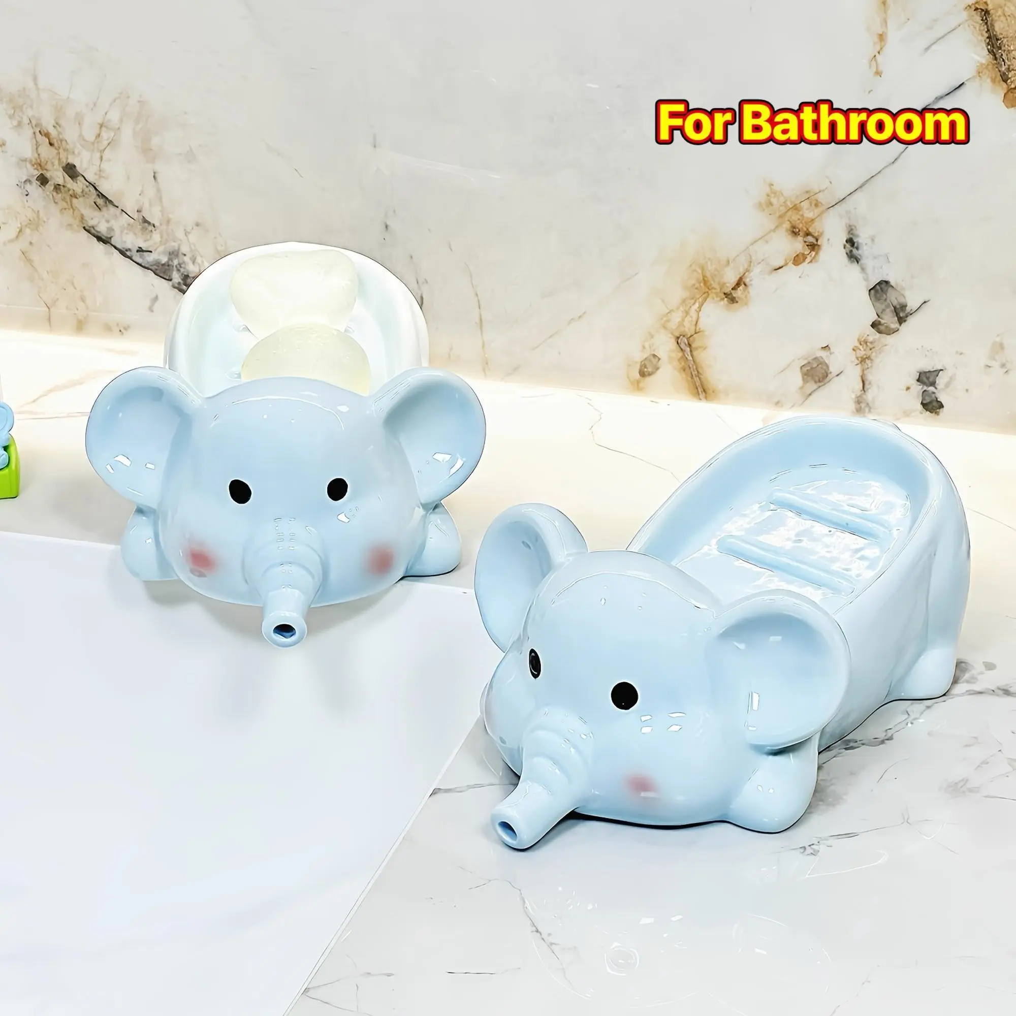 Whimsical Elephant Ceramic Soap Dish, Oval Shape Bathroom Vanity Holder - Stylish, Functional Home Bathroom Supply, Ideal Practical Decorative Gift