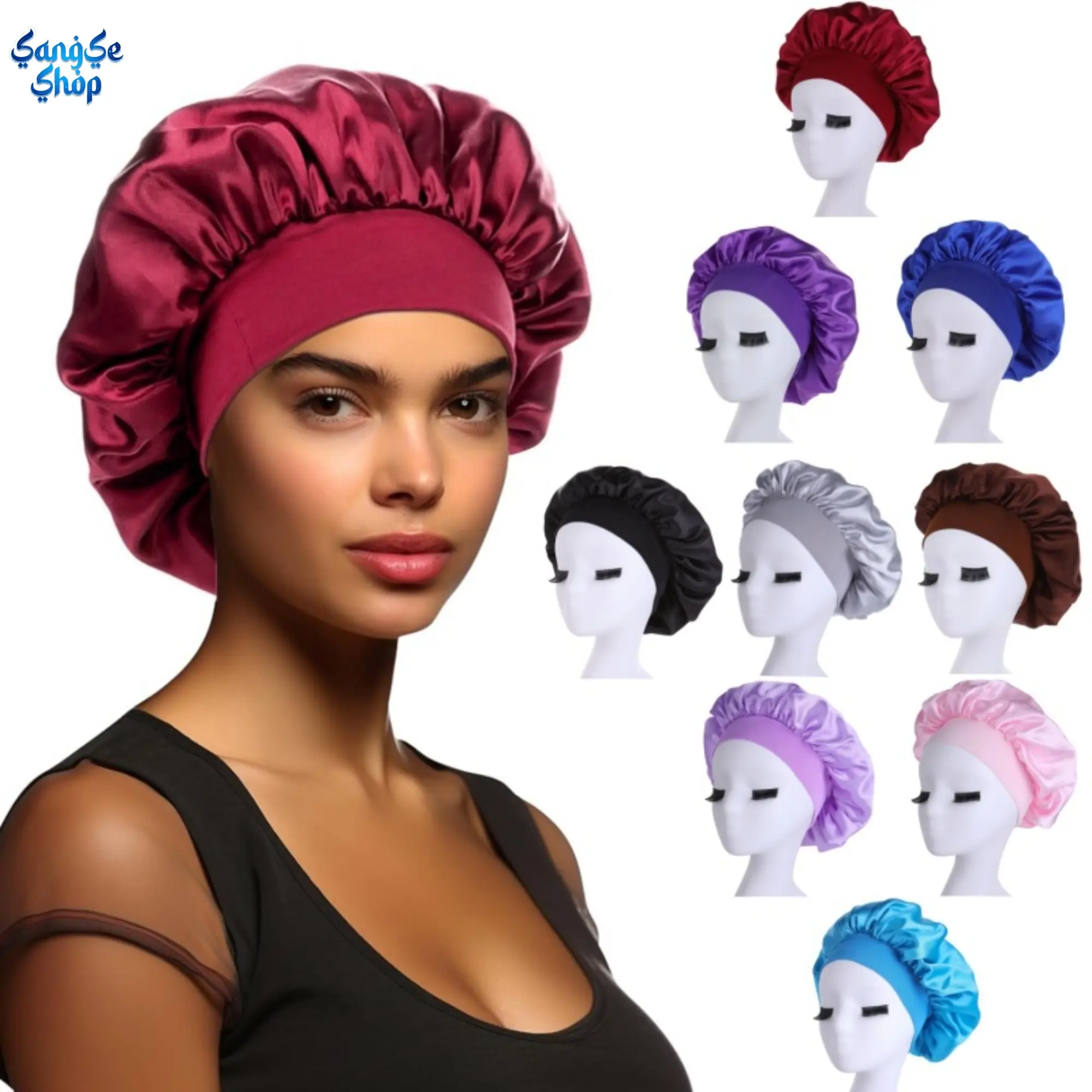 Women's Wide-Band High-Elastic Satin Sleep Cap, Hair Protection Beauty & Spa Night Bonnet, Soft Hair Care Hat for Daily Use, Postpartum Recovery, Chemotherapy & Hair Treatments