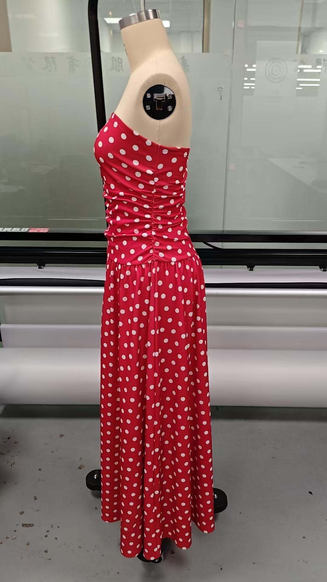 Women's Elegant Fashion Polka Dot PrintHalter Dress, Stylish Chic Sleeveless MaxiDress for Parties and Casual Wear, SummerFashion