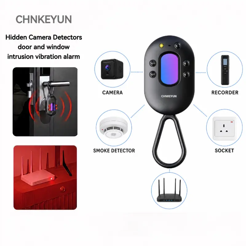 Hidden Camera Detectors,  Vibration sensor Door and window alarm, Spy Camera Detector,Anti-intrusion, 30H Working Time for Travel, Car, Bathroom, Office, Hotel, Airbnb, Rental