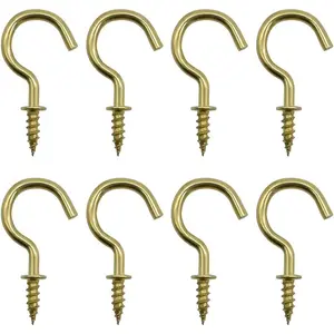 7/8 Inches 50Pcs Brass Plated Ceiling Hooks Cups Screw Hooks