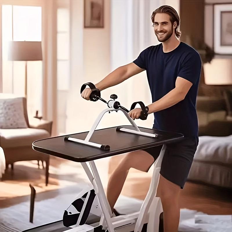 Adjustable Folding Exercise Bike - White Portable Folding Bike with ic Resistance, Sturdy Frame & Thick Pedal Platform, Space-Saving Foldable stationary bike for Home/Office, Compatible with Floor/Desk, Manual Operation (No Power