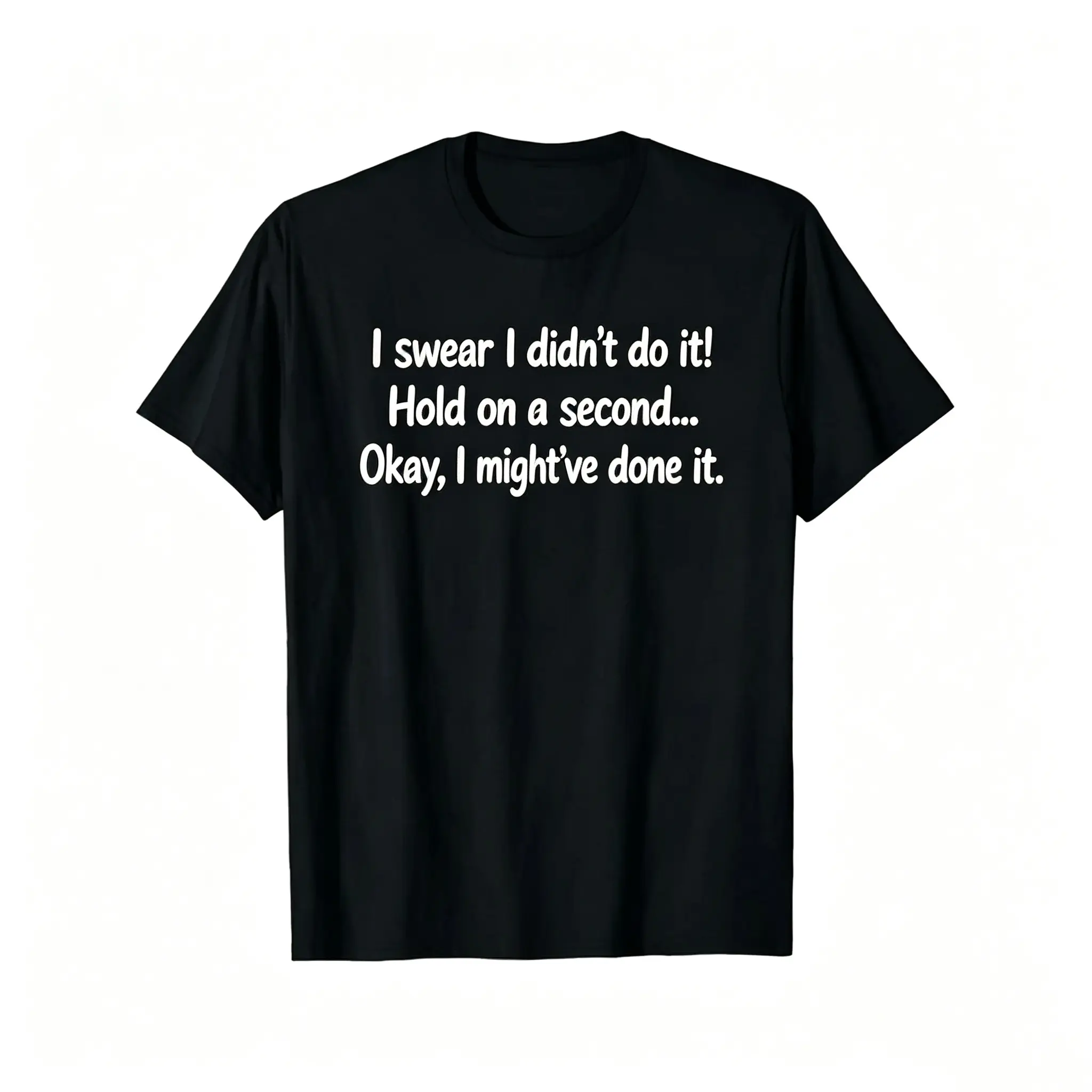Men's TShirt Casual Short Sleeve, Black and White Text Design, Humorous Personality and Everyday Fun Choice