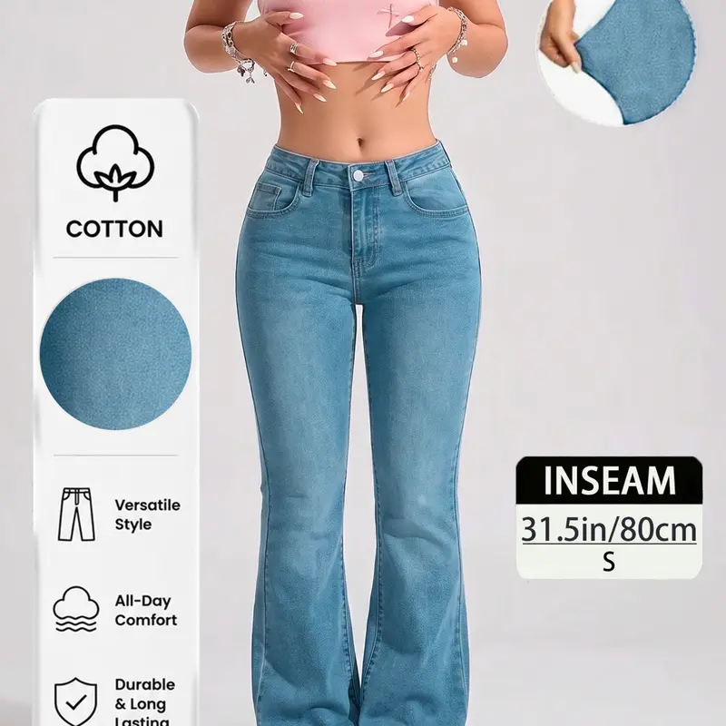 Fall & Year-Round White Women's High-Stretch Spray Monkey Wash Slimming Low Rise Flare Jeans for Casual, Streetwear, Date Night, Festival, GRWM, TikTok Made Me Buy It Fit
