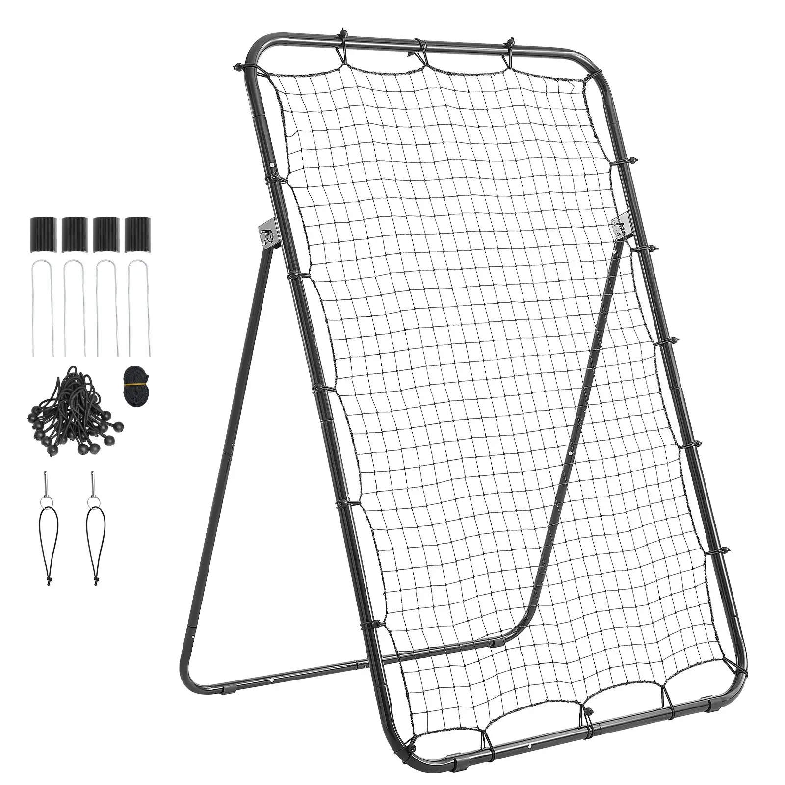 VEVOR Baseball Softball Rebounder Net 4x 6 ft Pitch Back Trainer Target, 5 Adjustable Angles with Strike Zone, Steel Frame, Bounce Back Net for Pitching Fielding Training, Return Practice