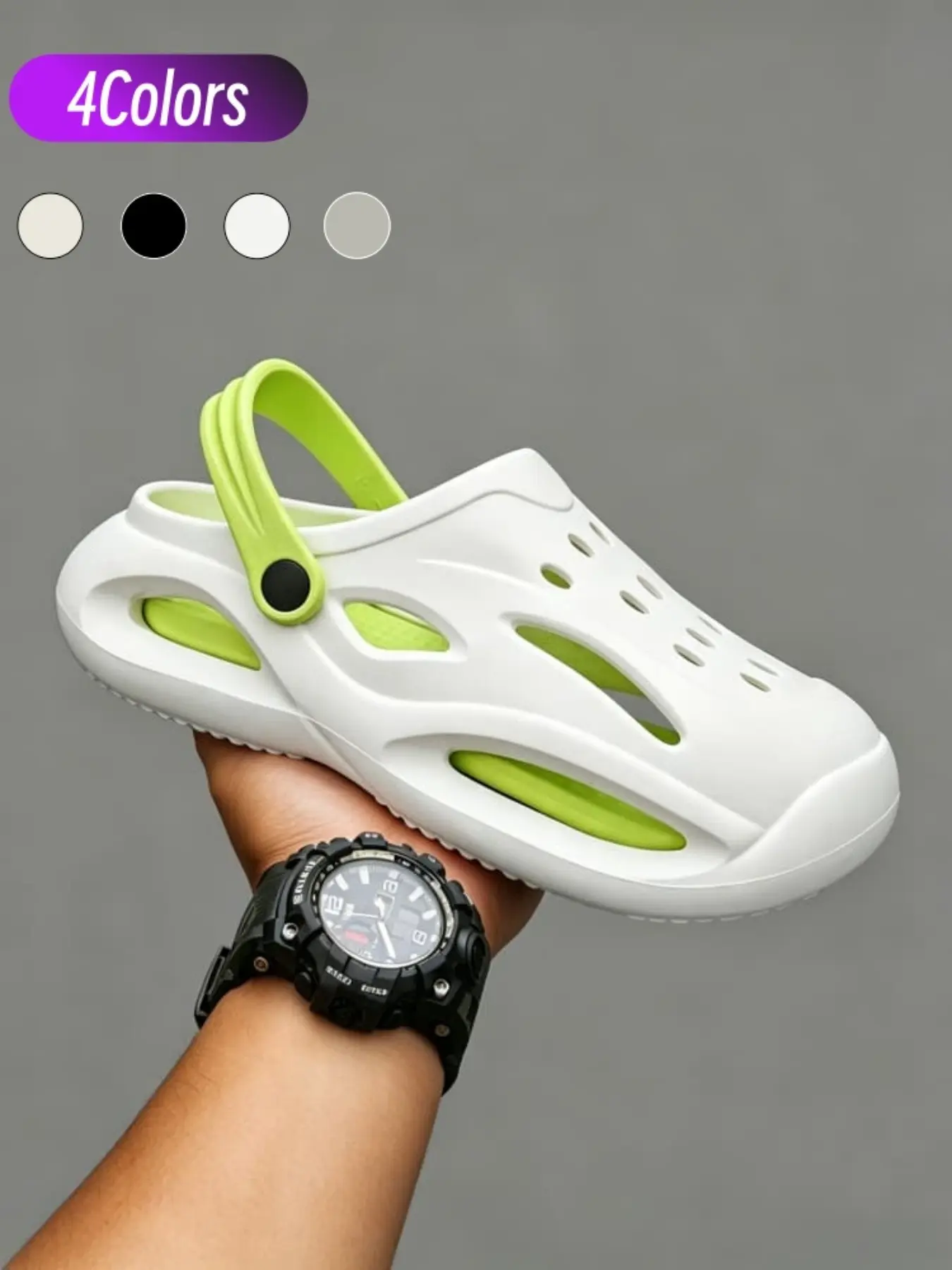 Couple Lightweight Platform Color Block Clog Mules, Clogs Mules, Korean Ins Trend Closed Protective Toe Quick Drain Cushioned Insole One-piece Odor-resistant Daily Sandals Casual Slipper Shoes For Park, Home, Beach, Outdoor