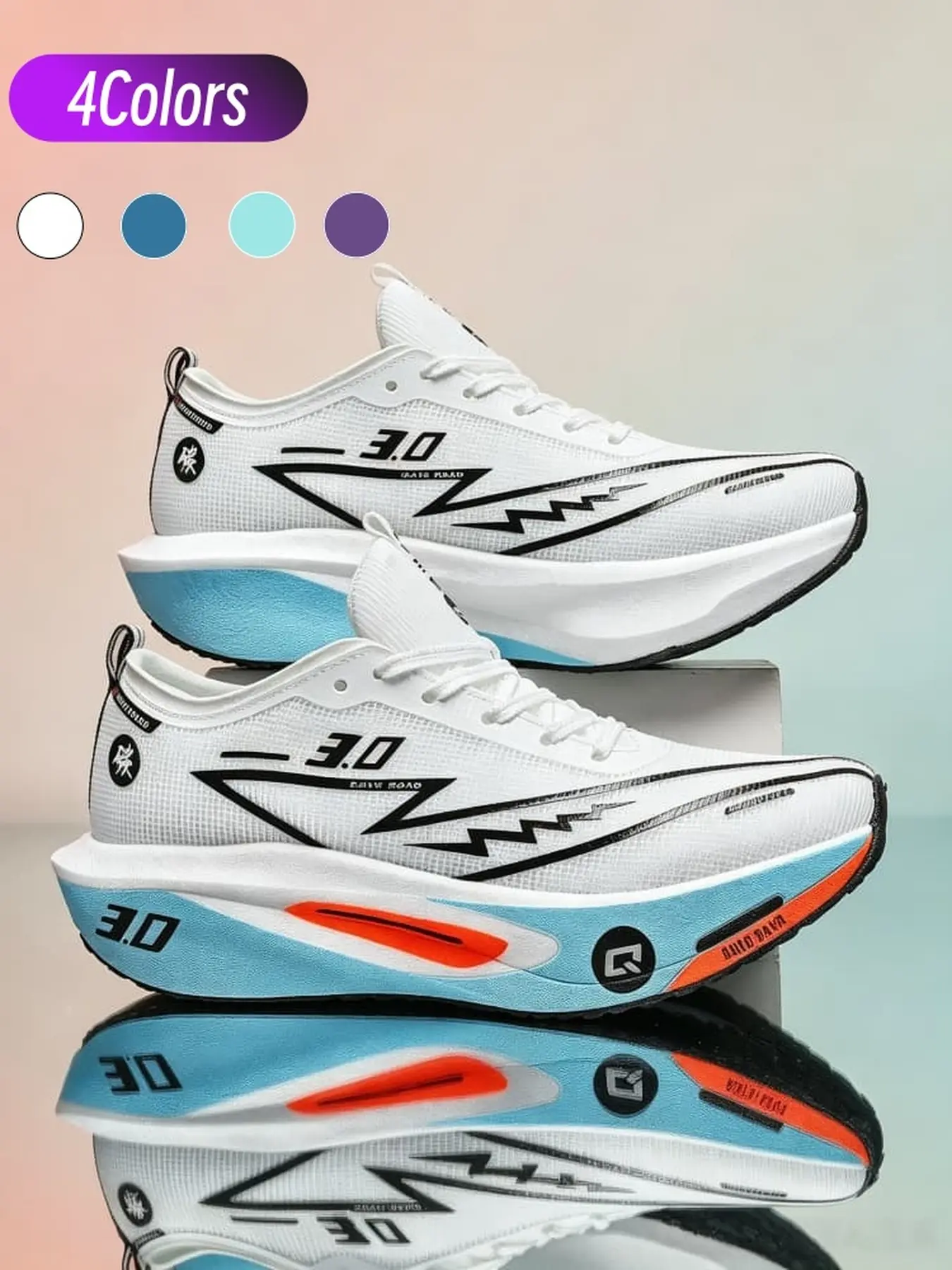 Ultra-light Cushioning Unisex Carbon Plate Running Shoes Gradient Mesh Racing Design Professional Shoes For Physical Fitness Test Marathon Outdoor Jogging
